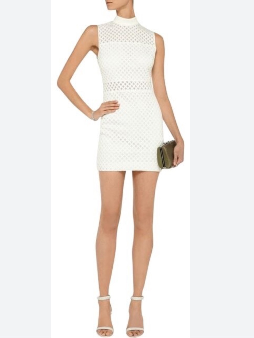 Elizabeth and James Neri White Neoprene Cutout Mesh Dress Size 2 NWTS